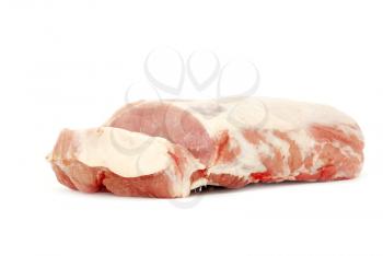 Pieces of fresh raw meat isolated on white background
