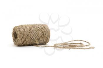 Ball of gray yarn isolated on white background