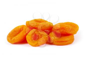 dried apricots on white background
