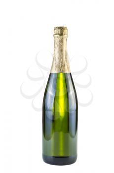 Vertical photo of White Wine bottle, unopened, isolated on white background