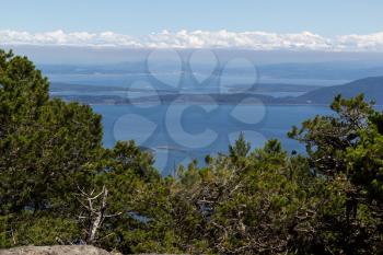 High view point of the San Juan Islands, take from Mount Constitution, during summertime on a nice day