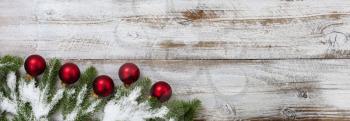 Winter holiday concept on white weathered wood for Christmas and New Year  