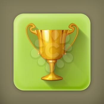 Gold trophy, vector flat icon