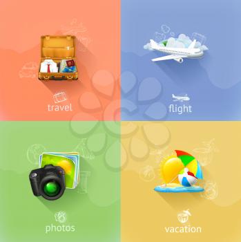 Royalty Free Clipart Image of Travel and Vacation Icons