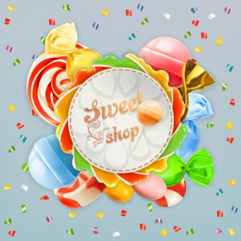Sweet shop candy vector label
