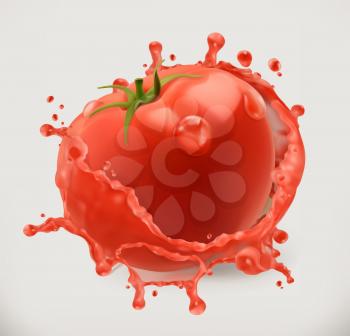 Royalty Free Clipart Image of a Tomato and Juice