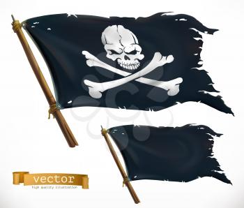 Pirate. Black Flag. Jolly Roger 3d vector icon