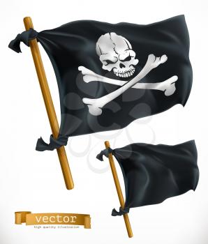 Pirate. Black Flag. Jolly Roger 3d vector icon