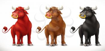 Bull. Ox animal in the Chinese zodiac, Chinese calendar. 3d vector icon