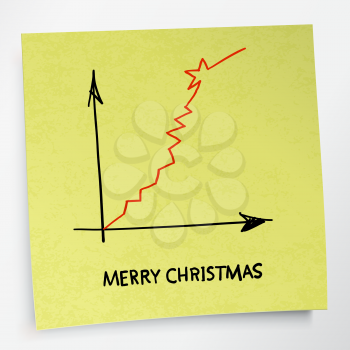 Business graph grow up. Merry Christmas concept. Vector.