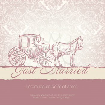 Wedding card with typographics template. Vector EPS10. 