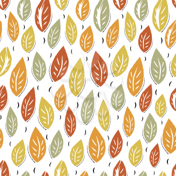 Autumn abstract leaves seamless pattern background