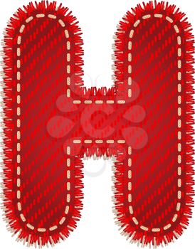 Letter H from red textile alphabet