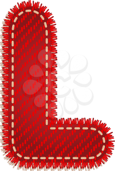 Letter L from red textile alphabet