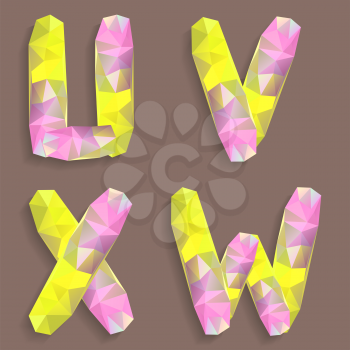 Geometric crystal alphabet. Letters U, V, W, X