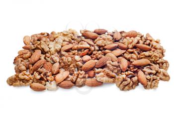 Group of assorted nuts isolated on white background