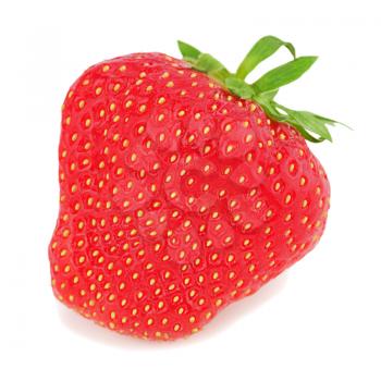 Red ripe strawberriy isolated on white background. Closeup.