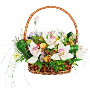 Royalty Free Photo of Orchids in a Wicker Basket