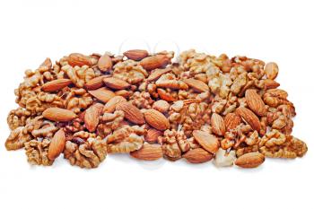 Group of assorted nuts isolated on white background 
