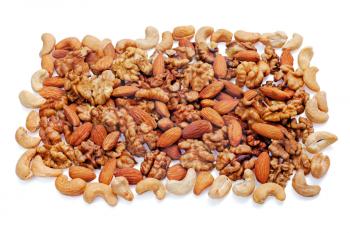 Group of assorted nuts isolated on white background 