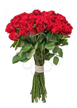 Colorful flower bouquet from red roses isolated on white background. Closeup.
