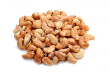 Nuts mix isolated on white background. Closeup.