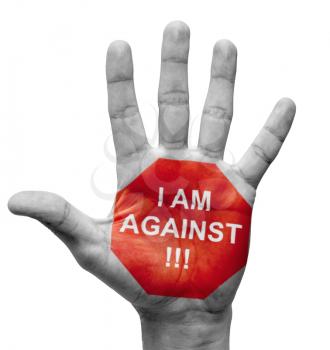 Royalty Free Photo of a Hand With I am Against Painted on It