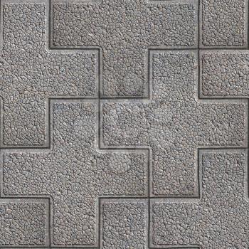 Gray Granular Figured Cruciform Pavement. Seamless Tileable Texture.