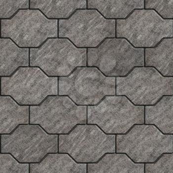 Gray Wavy Paving Slabs with Scuffed. Seamless Tileable Texture.