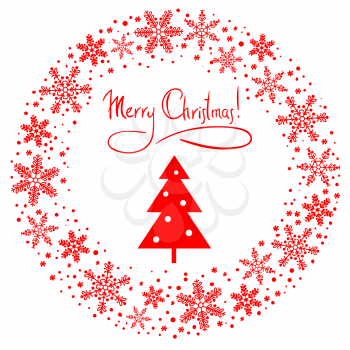 Vector christmas background with red tree