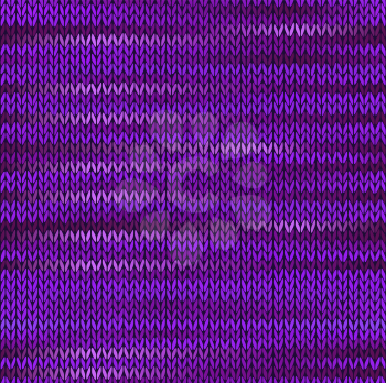 Style Seamless Knitted Melange Pattern. Lilac Violet Color Vector Illustration
