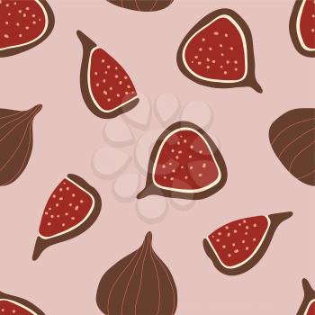 Seamless pattern with figs. Fruits modern texture on light background. Healthy food concept. Abstract vector graphic illustration
