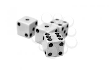 Several dice isolated on a white background