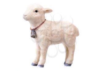 Small little lamb figurine isolated on White
