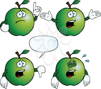 Royalty Free Clipart Image of Sad Apples
