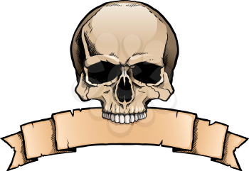 Royalty Free Clipart Image of a Skull Banner