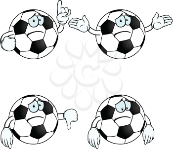 Royalty Free Clipart Image of Unhappy Soccer Balls
