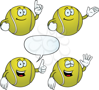 Royalty Free Clipart Image of Happy Tennis Balls