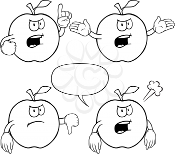 Royalty Free Clipart Image of Angry Apples