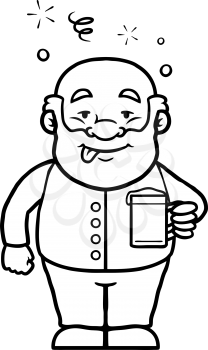 Royalty Free Clipart Image of an Older Man With a Mug of Beer