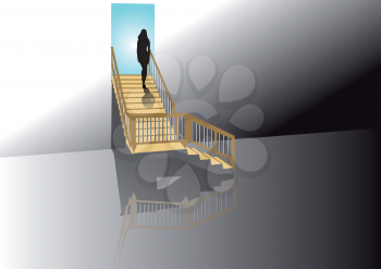 silhouette of a woman on the stairs