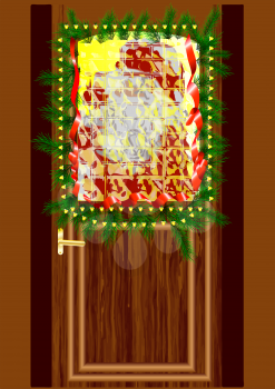 Royalty Free Clipart Image of Santa Knocking at a Door