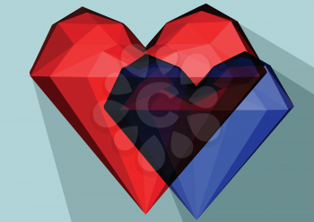 heart. two abstract heart in flat color