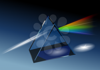 prism with light and dispersion on dark background