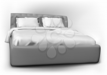 modern bed with pillow and duvet cover
