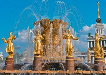 View of Fountain Friendship of nations, Moscow, Russia, East Europe
