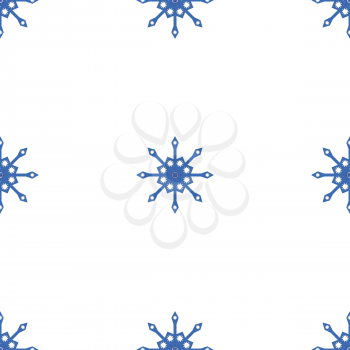 Seamless pattern with blue snowflakes on white background