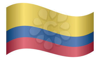 Flag of Colombia waving on white background