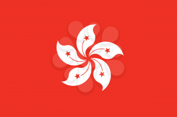 Flag of Hong Kong in correct size, proportions and colors. Accurate dimensions. The Hong Kong is special administrative region of the Peoples Republic of China.