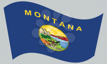Montanan official flag, symbol. American patriotic element. USA banner. United States of America background. Flag of the US state of Montana waving on gray background, vector